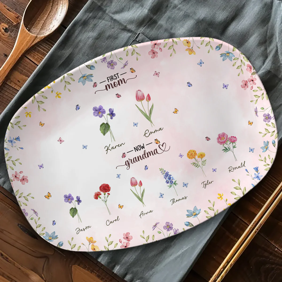 First Mom Now Grandma - Personalized Custom Platter - Image 3