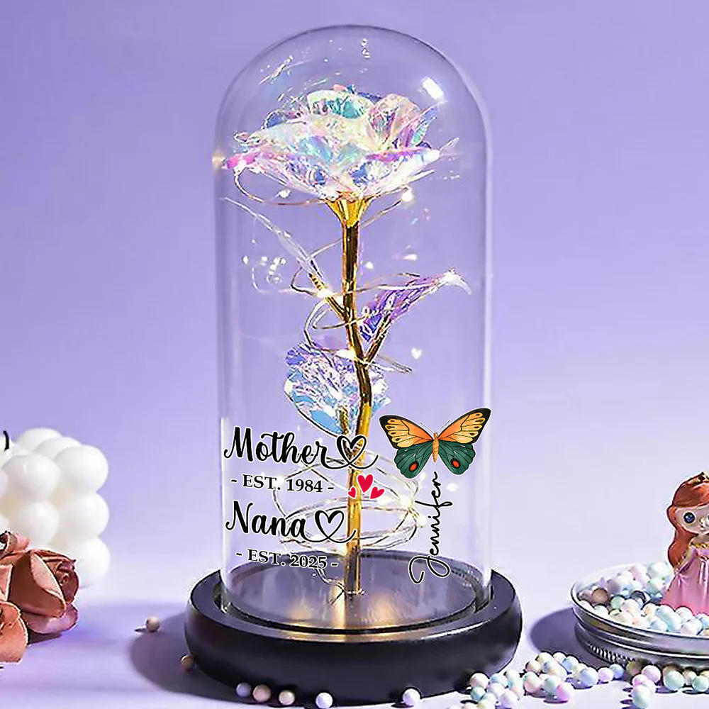First Mom Now Grandma - Personalized Custom Sparkly Rose - Image 3