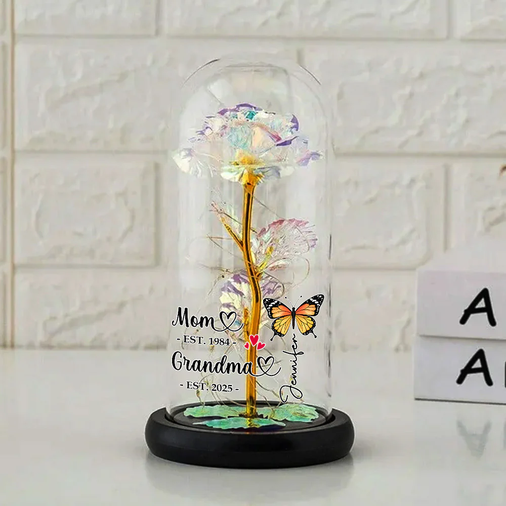 First Mom Now Grandma - Personalized Custom Sparkly Rose - Image 5