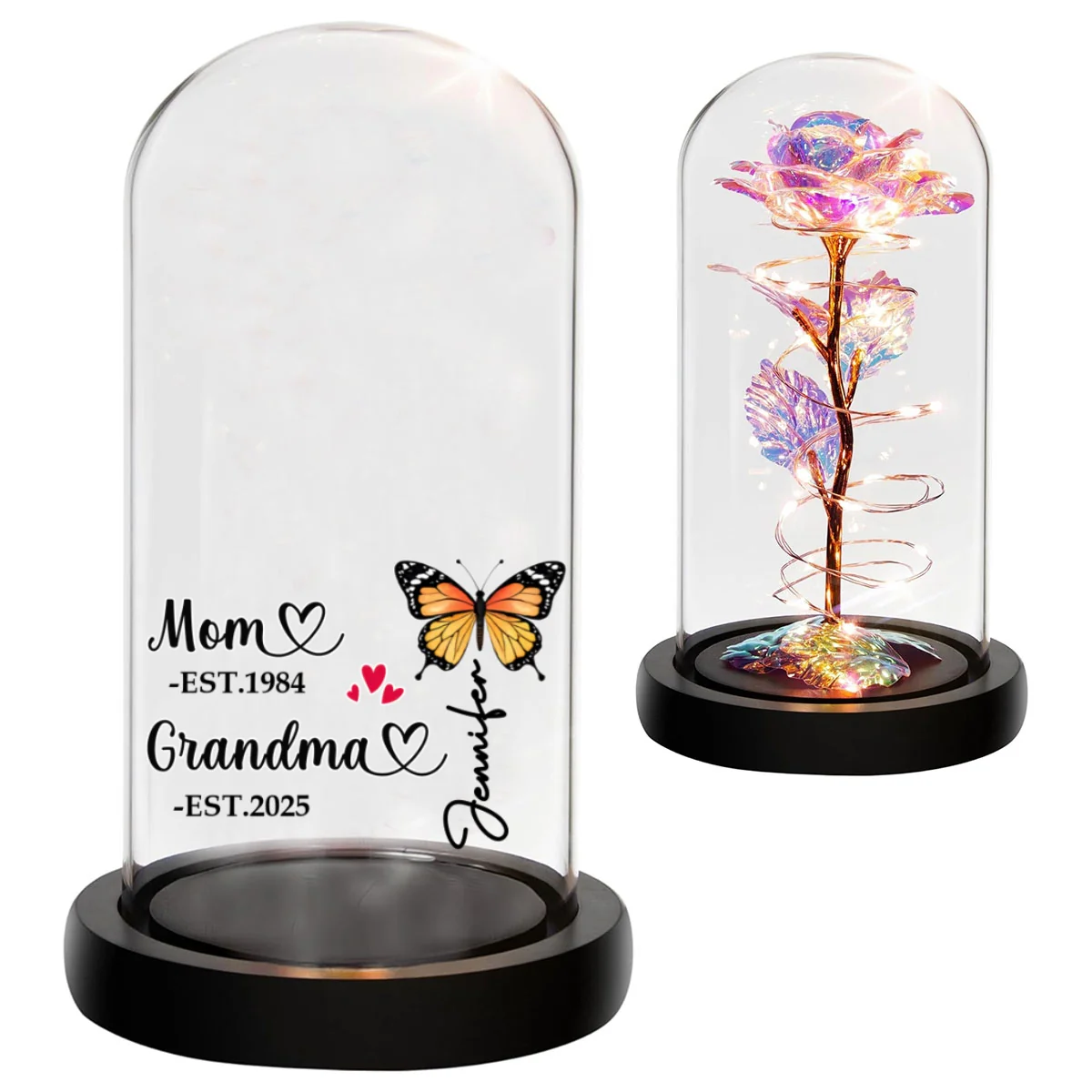 First Mom Now Grandma - Personalized Custom Sparkly Rose - Image 7