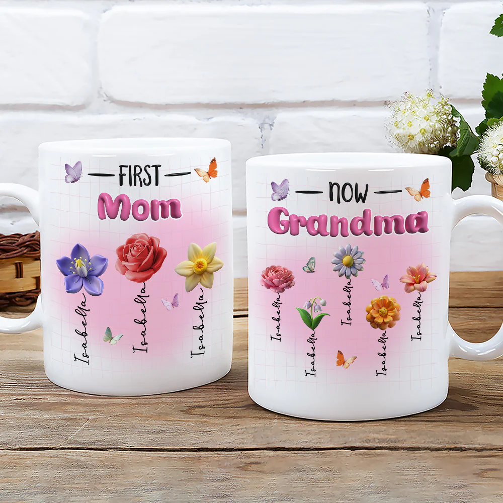 First Mom Now Grandma Version 2 - Personalized Custom 3D Inflated Effect Mug - Image 3