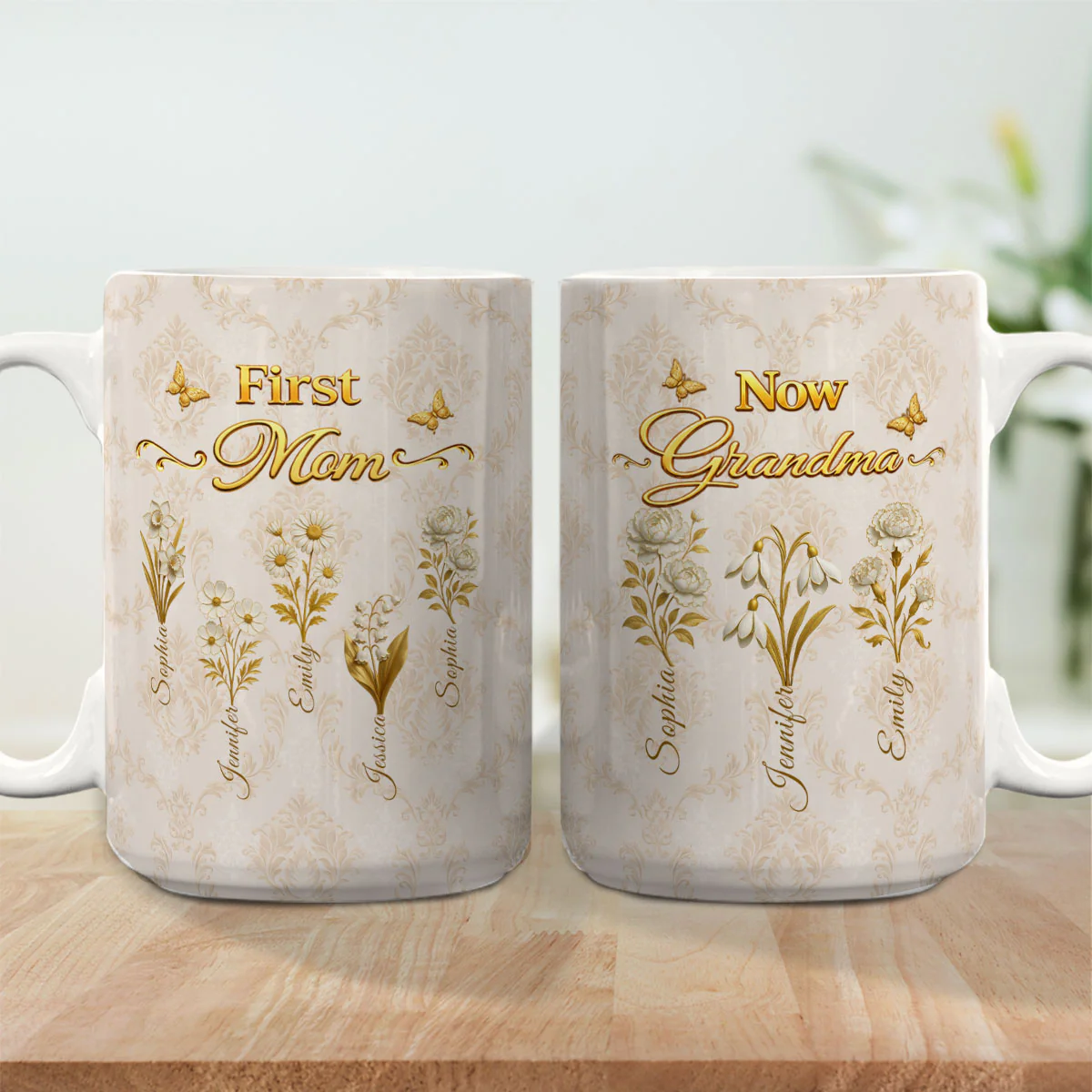 First Mom Now Grandma Vintage - Personalized Custom Coffee Mug - Image 6