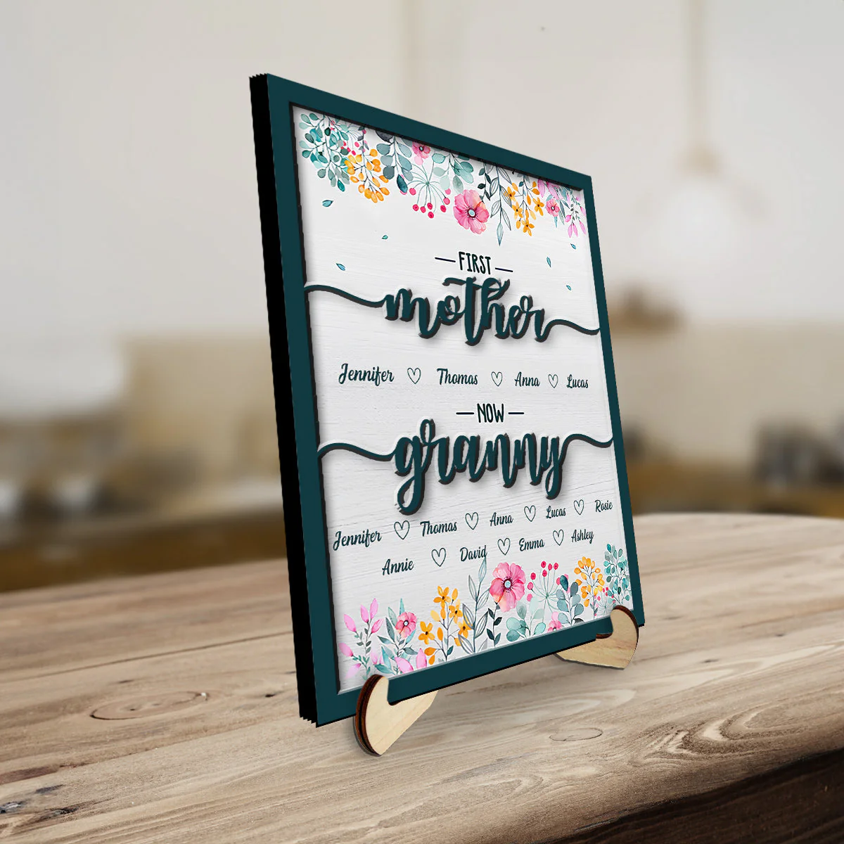 First Mom Now Great Grandma - Personalized Wooden Plaque - Image 3