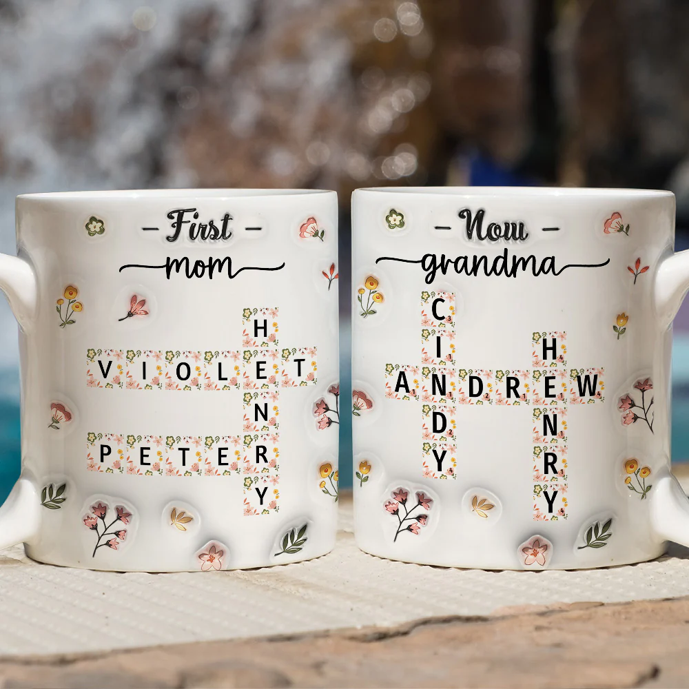 First Mom Now Nana Flower - Personalized Custom 3D Inflated Effect Coffee Mug - Image 2