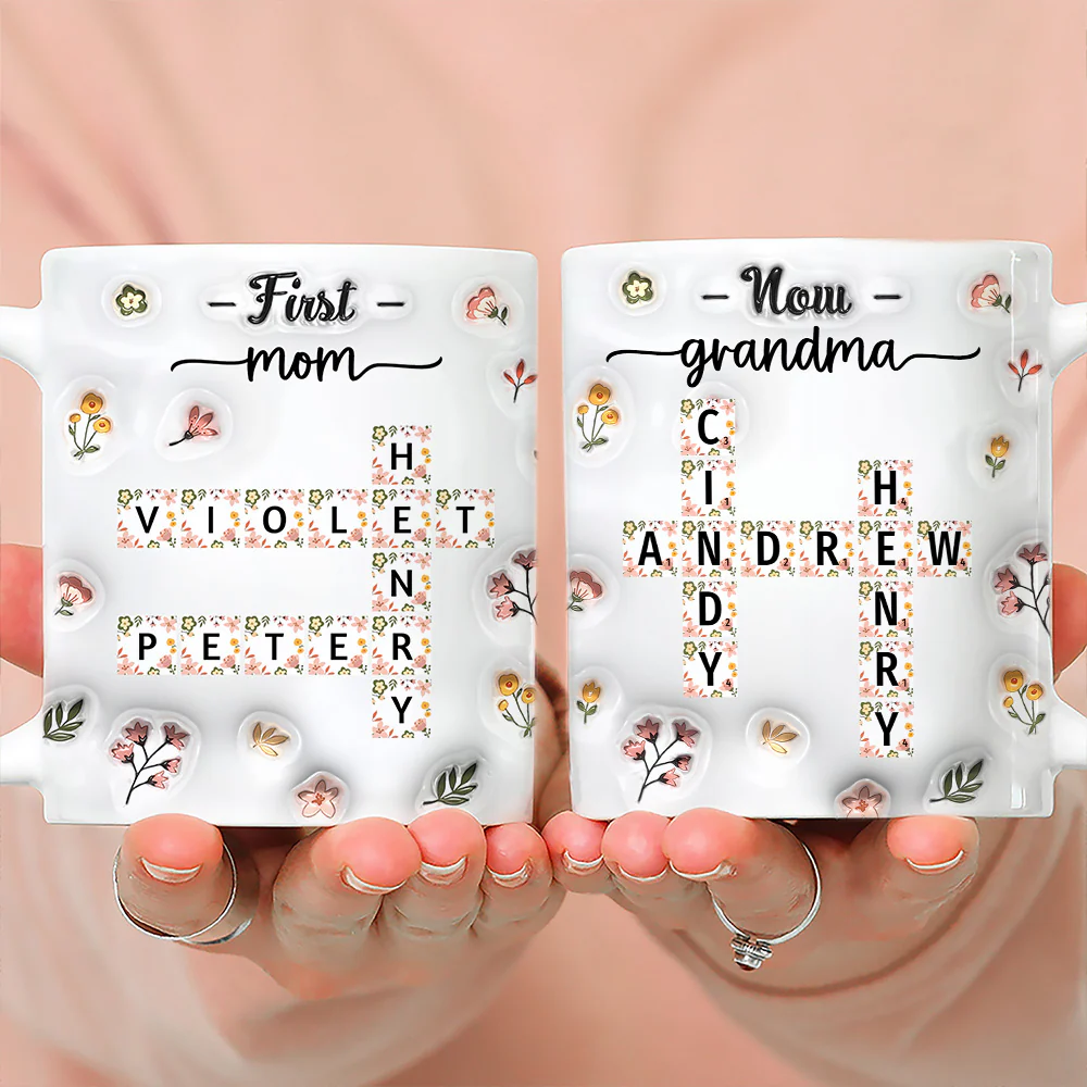 First Mom Now Nana Flower - Personalized Custom 3D Inflated Effect Coffee Mug - Image 5