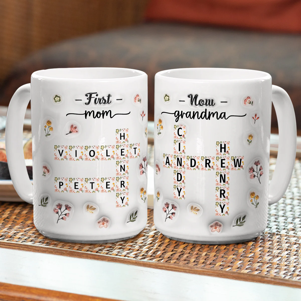First Mom Now Nana Flower - Personalized Custom 3D Inflated Effect Coffee Mug - Image 8