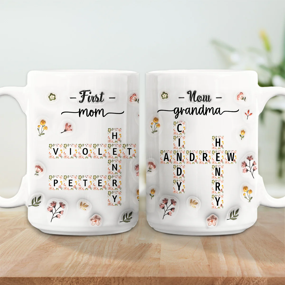 First Mom Now Nana Flower - Personalized Custom 3D Inflated Effect Coffee Mug - Image 9