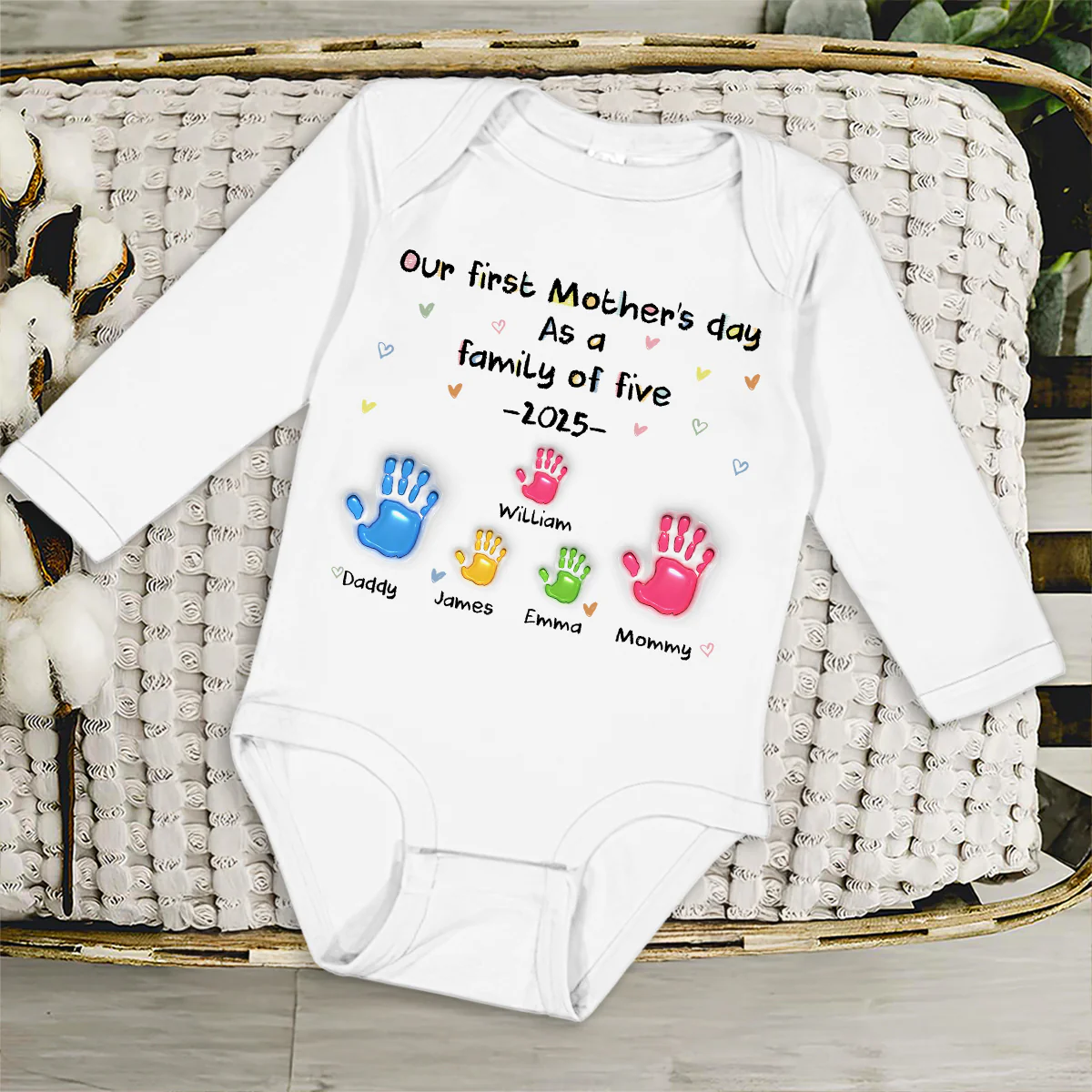 First Mother Day - Personalized Custom Long Sleeve Baby Onesie - Image 3