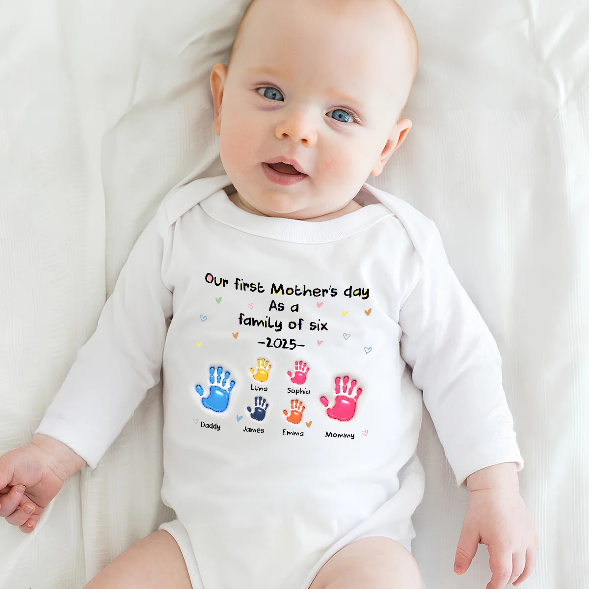 First Mother Day - Personalized Custom Long Sleeve Baby Onesie - Image 4