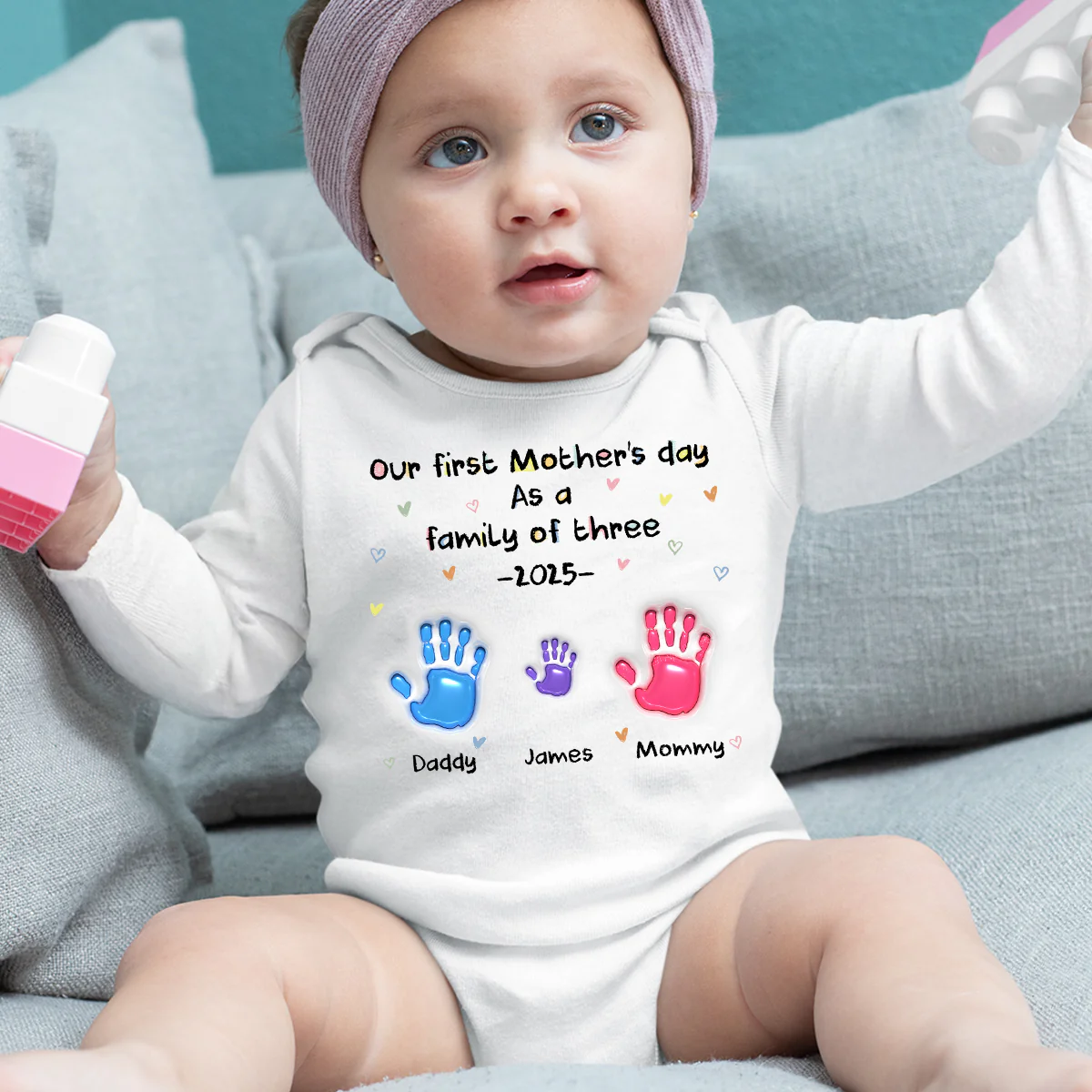 First Mother Day - Personalized Custom Long Sleeve Baby Onesie - Image 5