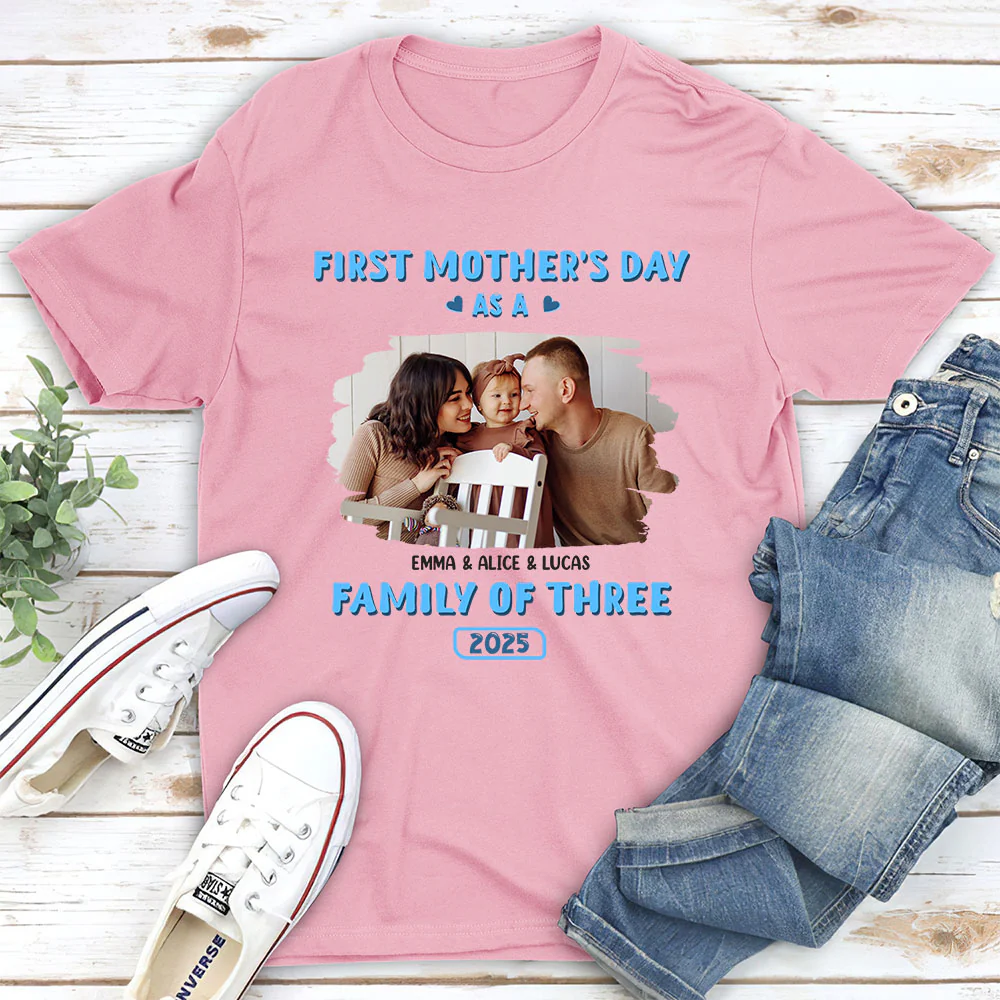 First Mother Day Photo - Personalized Custom Shirt - Image 2