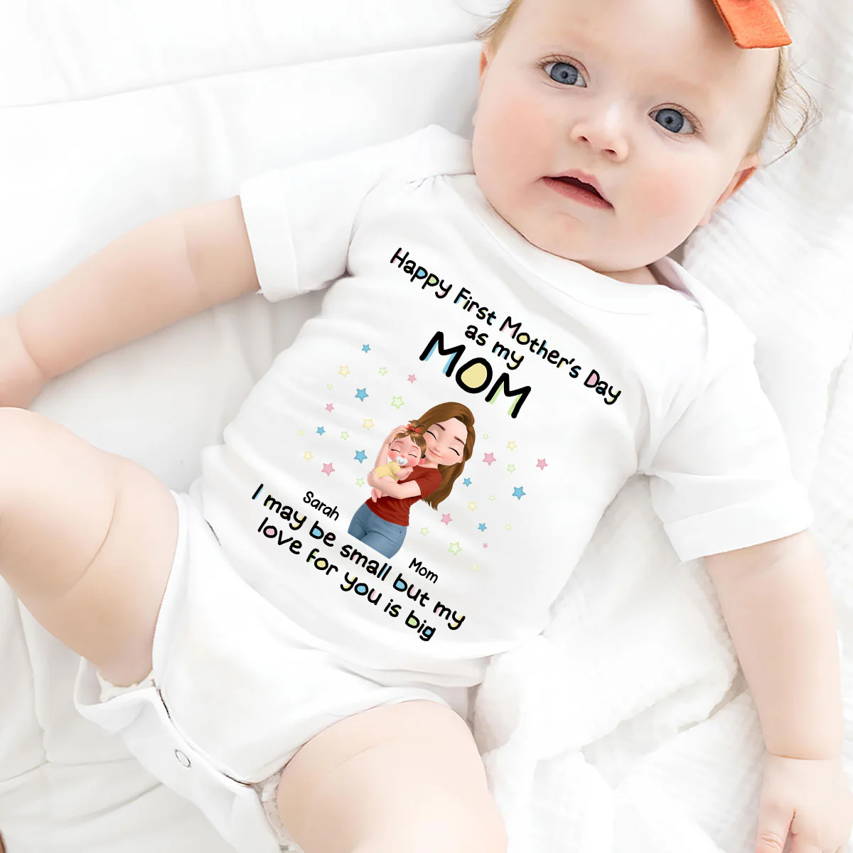 First Mother Day With Baby - Personalized Custom Baby Onesie - Image 4