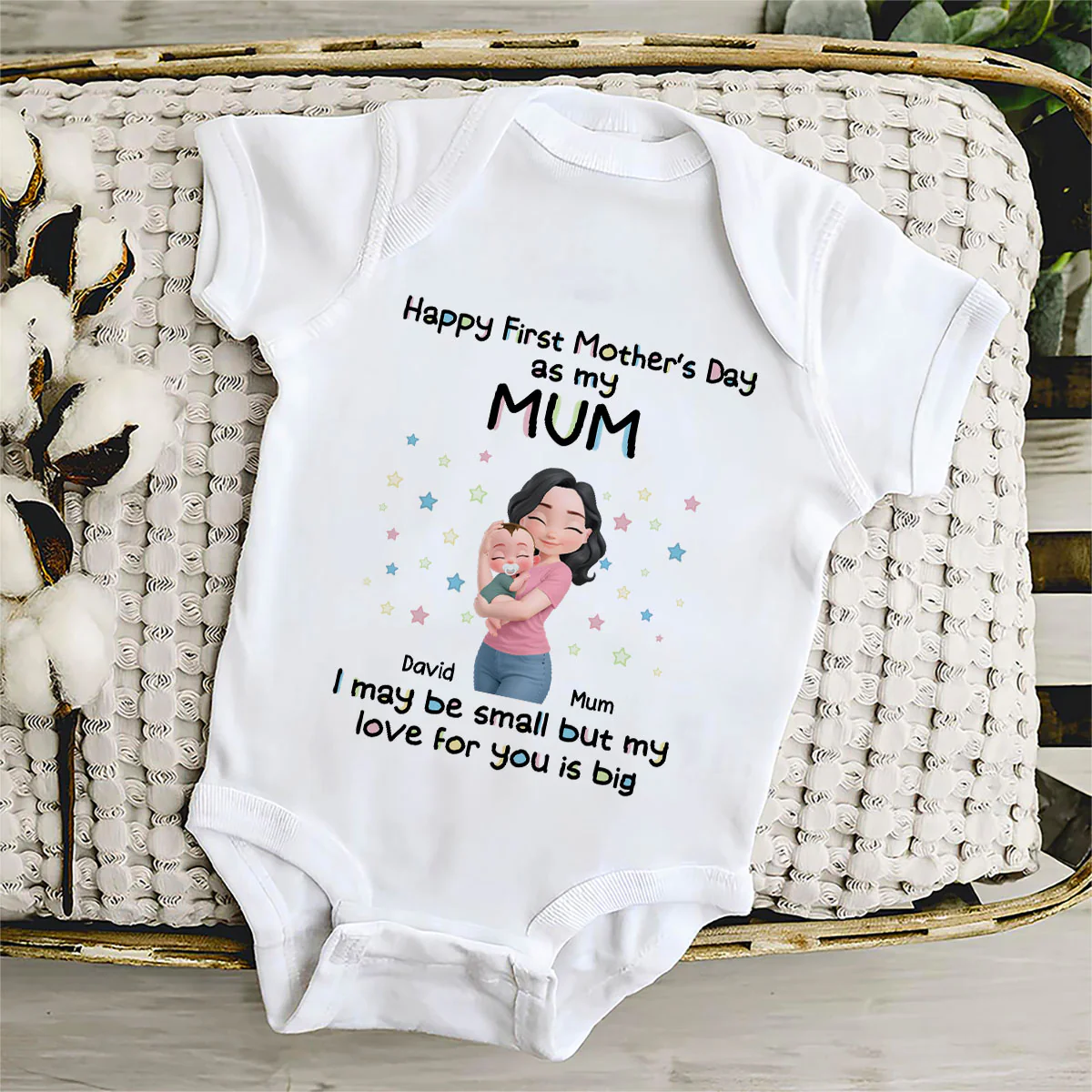 First Mother Day With Baby - Personalized Custom Baby Onesie - Image 5