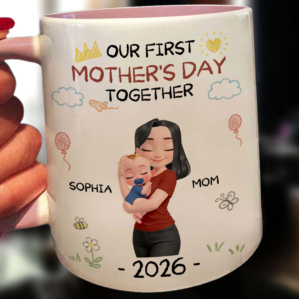 First Mother Day With Love - Personalized Custom Accent Mug - Image 3