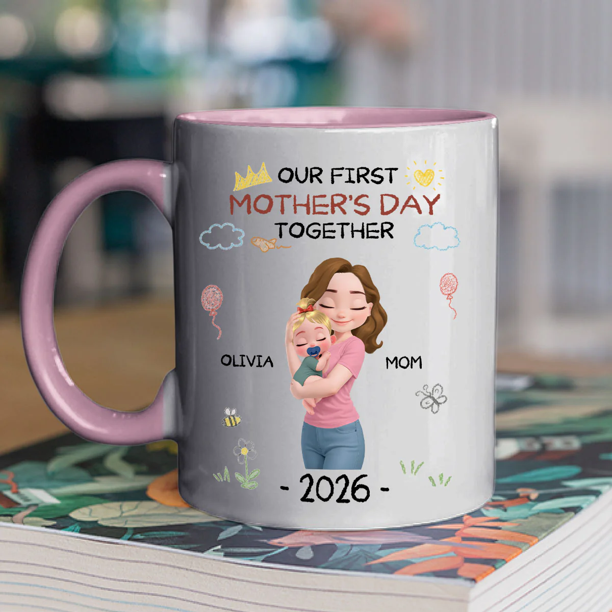 First Mother Day With Love - Personalized Custom Accent Mug - Image 4