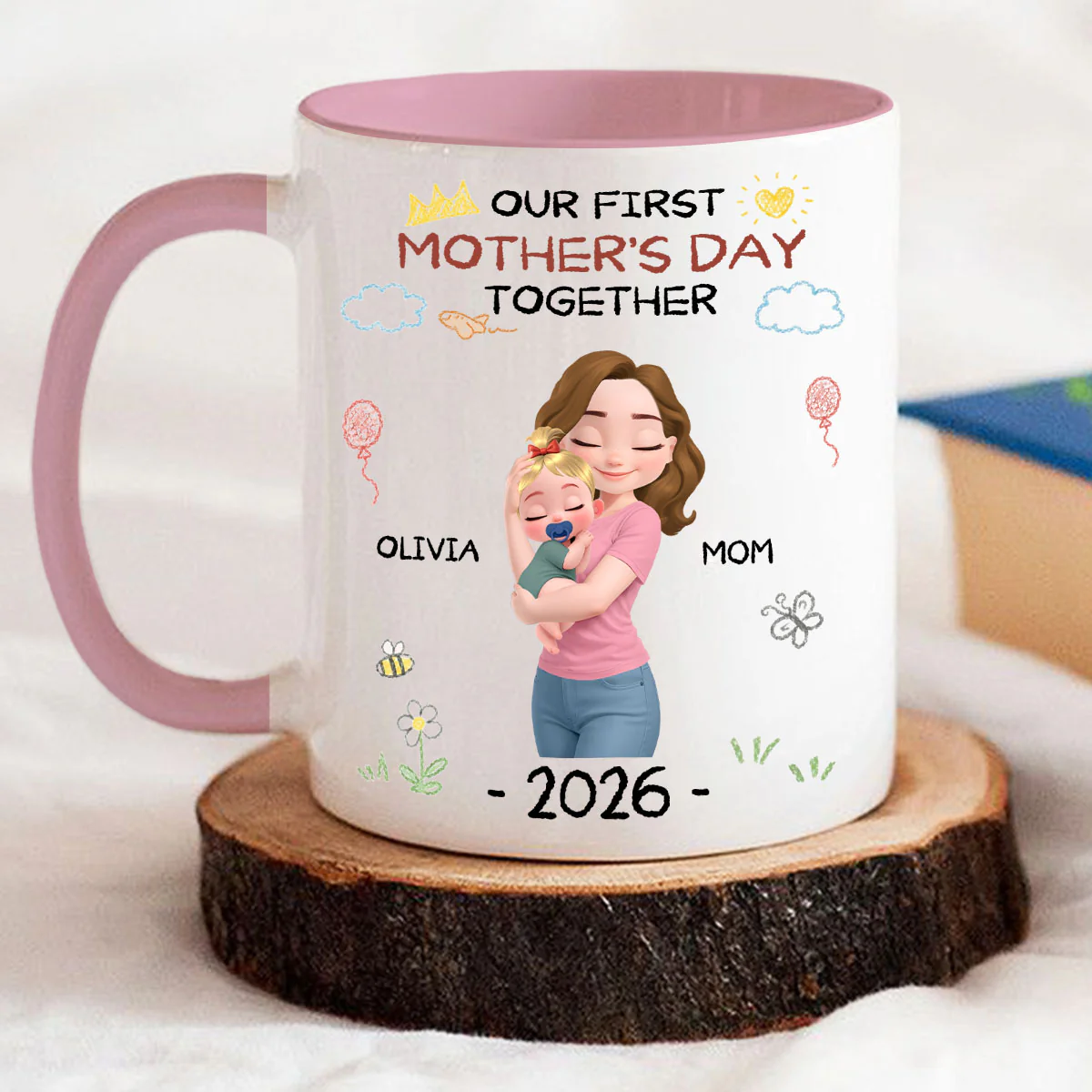 First Mother Day With Love - Personalized Custom Accent Mug - Image 5
