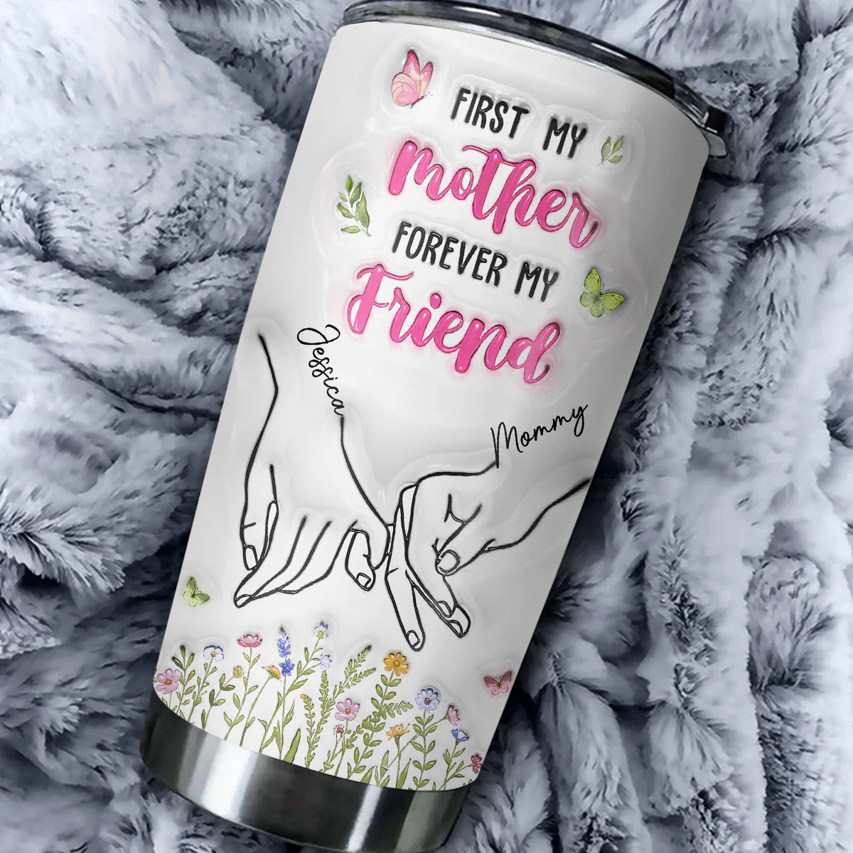 First My Daughter Forever My Friend - Personalized Custom 3D Inflated Effect Tumbler - Image 4