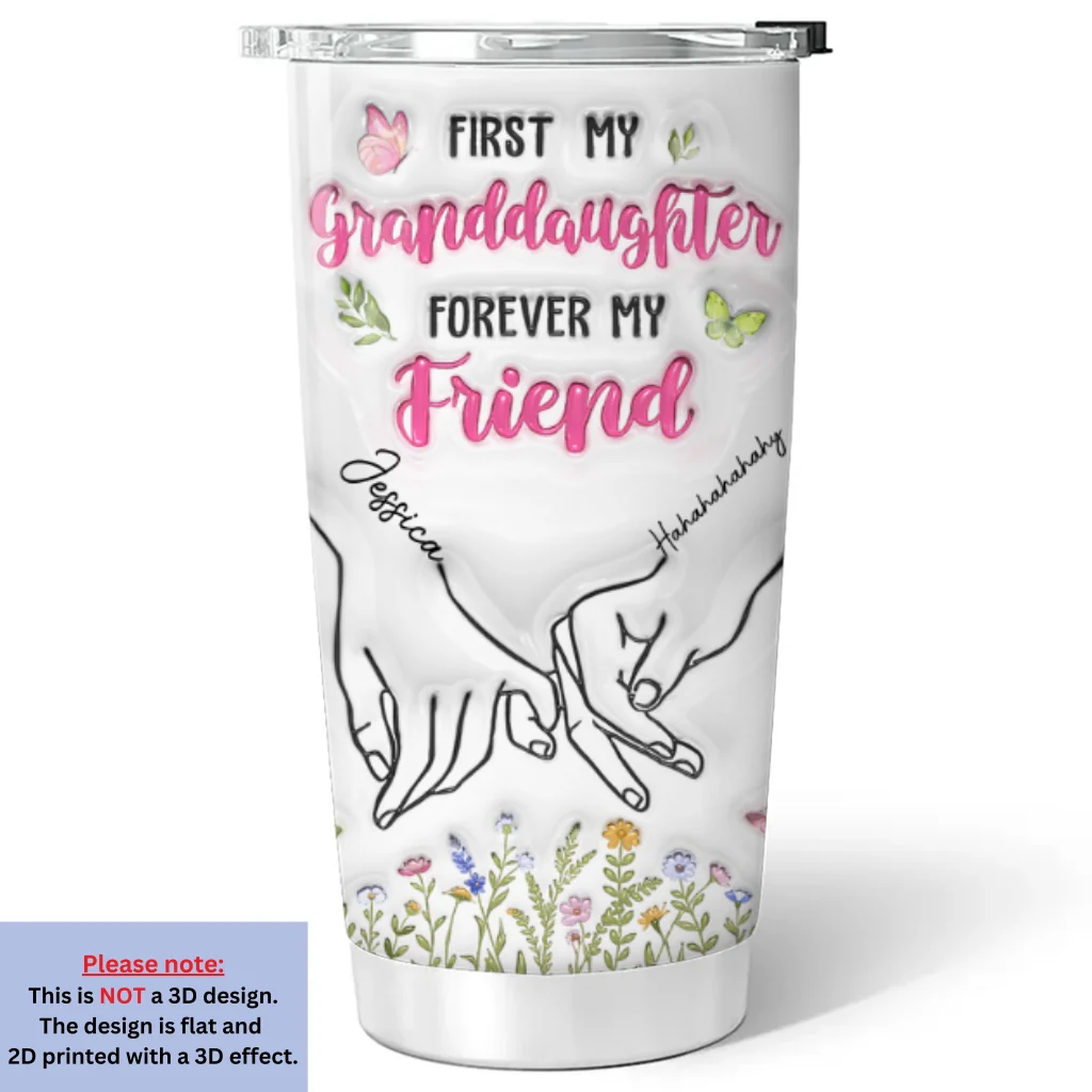 First My Daughter Forever My Friend - Personalized Custom 3D Inflated Effect Tumbler - Image 6