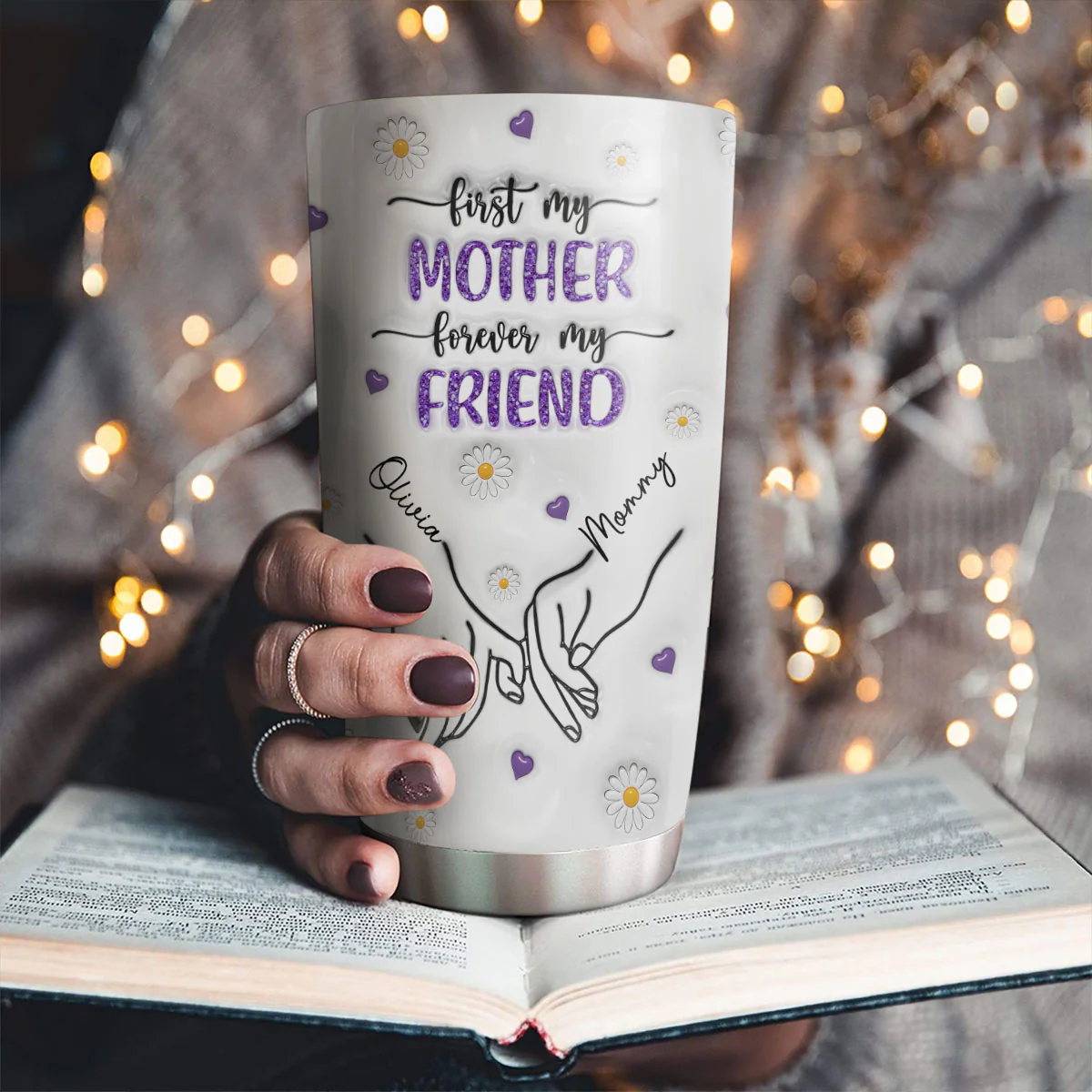 First My Granddaughter Forever My Friend - Personalized Custom 3D Inflated Effect Tumbler - Image 2