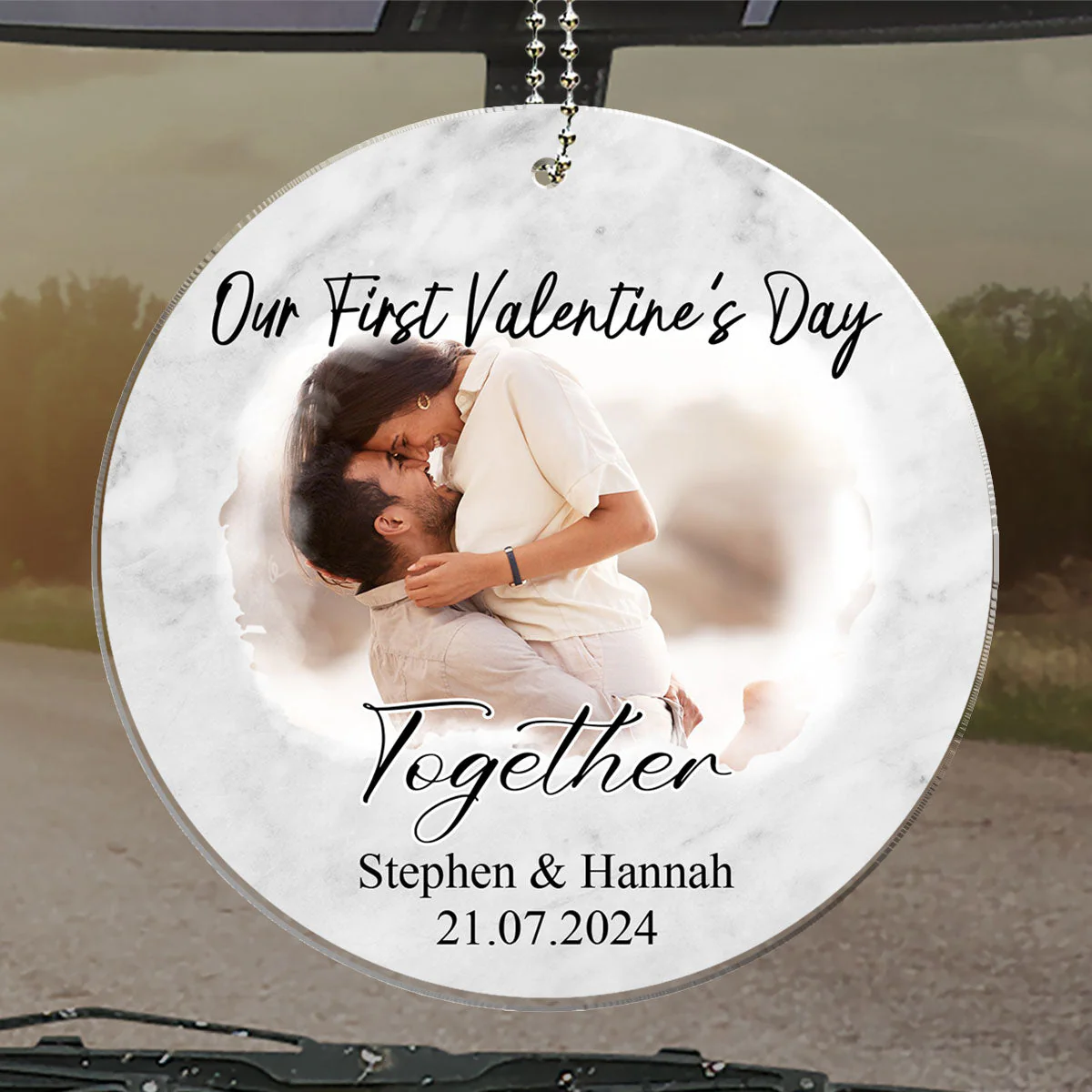 First Valentine As Mr And Mrs Couples - Personalized Custom Car Ornament - Image 3