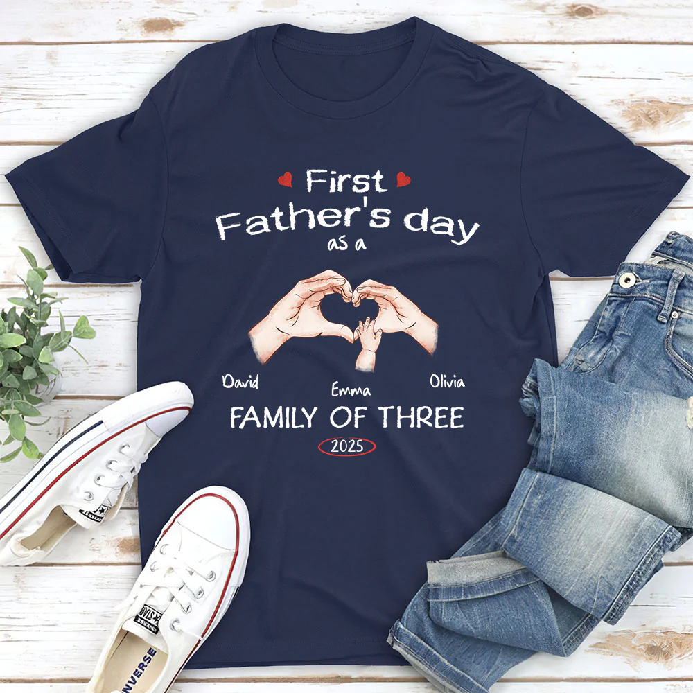 First Year As A Family Of Three - Personalized Custom Shirt - Image 2