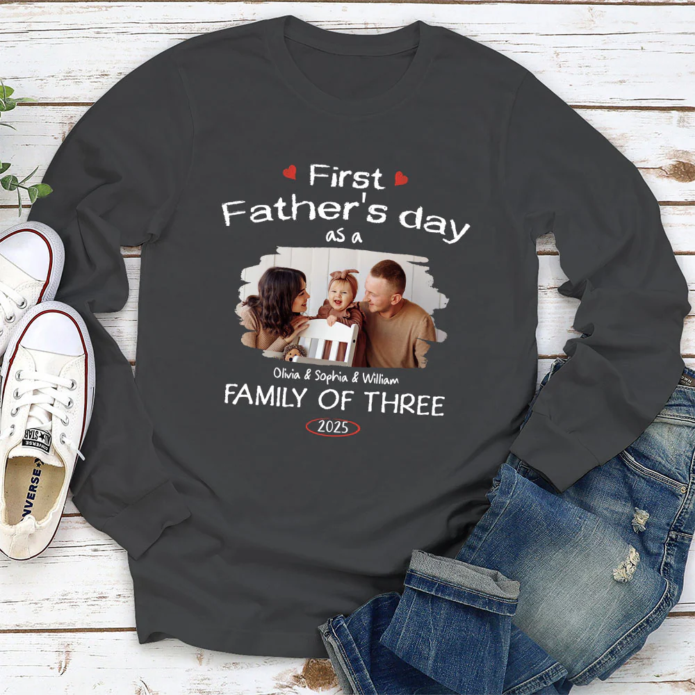 First Year As A Family Of Three Photo - Personalized Custom Shirt - Image 2