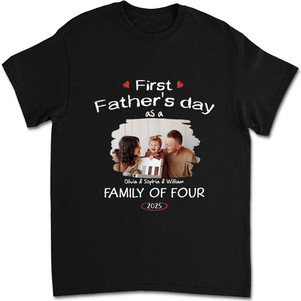 First Year As A Family Of Three Photo - Personalized Custom Shirt - Image 3