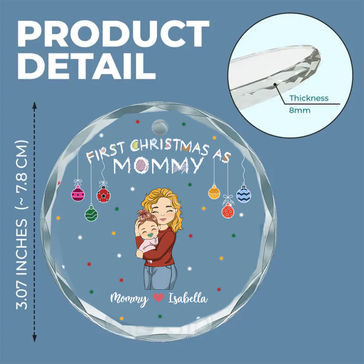 First Year As Mommy - Personalized Custom Glass Ornament - Image 5