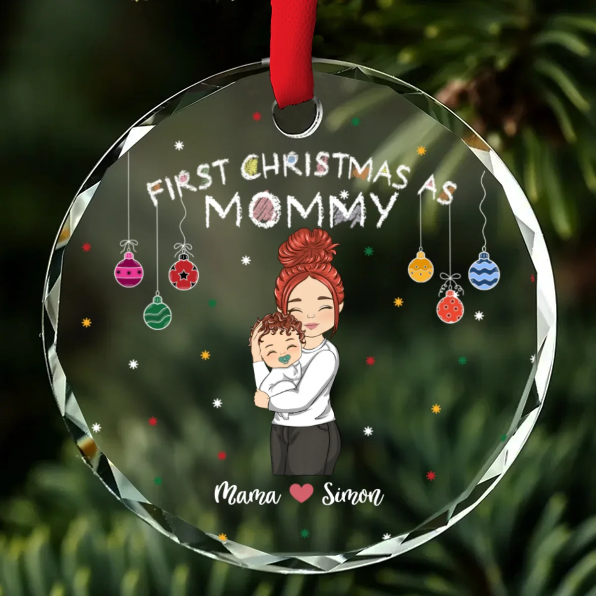 First Year As Mommy - Personalized Custom Glass Ornament - Image 6
