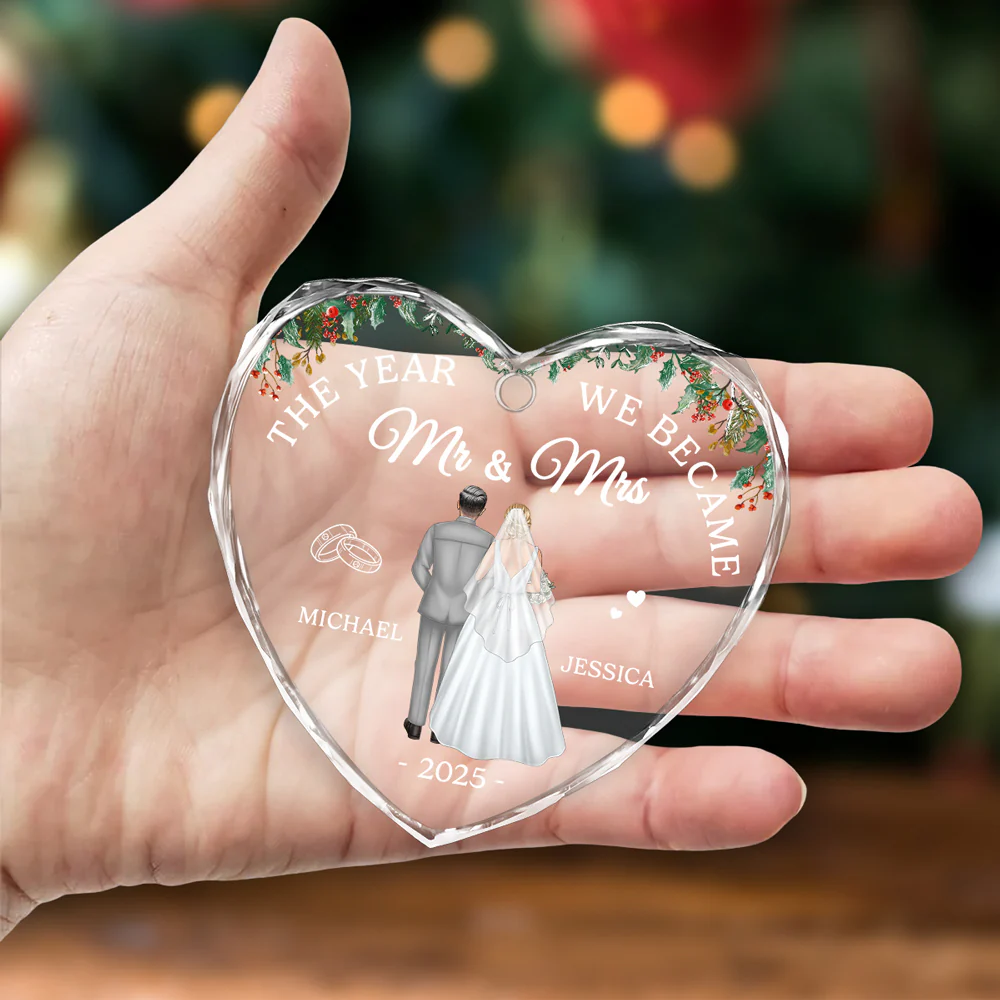First Year As One - Personalized Custom Glass Ornament - Image 5