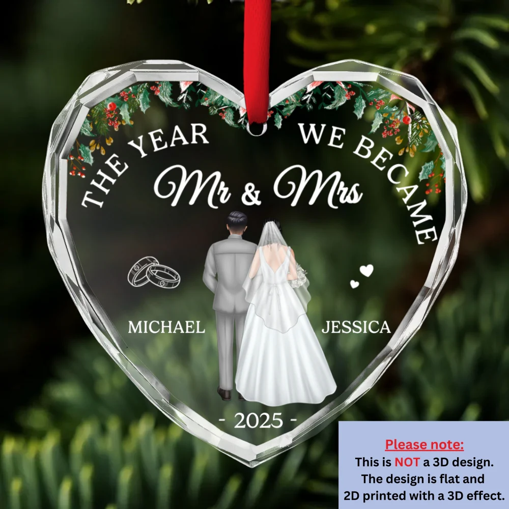 First Year As One - Personalized Custom Glass Ornament - Image 7