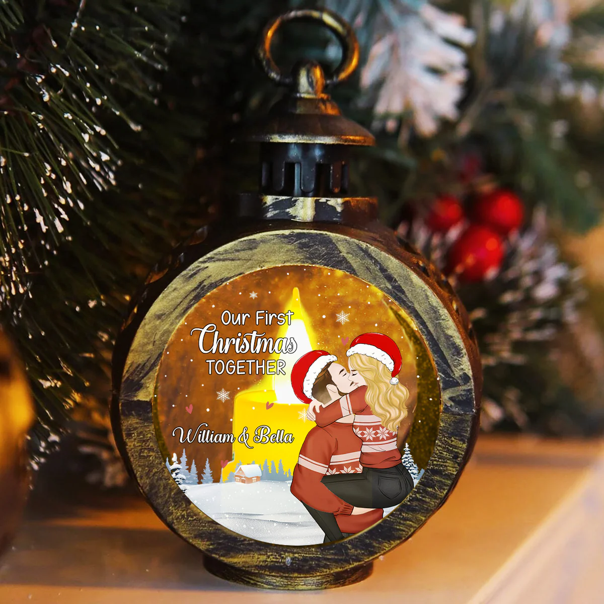 First Year Together -  Personalized Custom Christmas Lantern - Image 2
