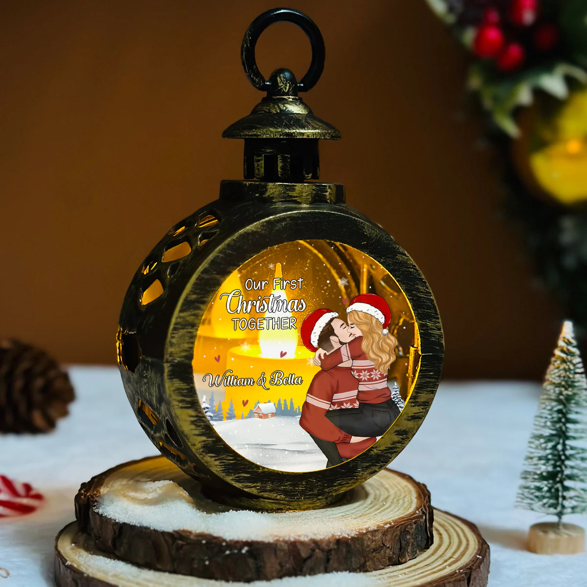 First Year Together -  Personalized Custom Christmas Lantern - Image 3
