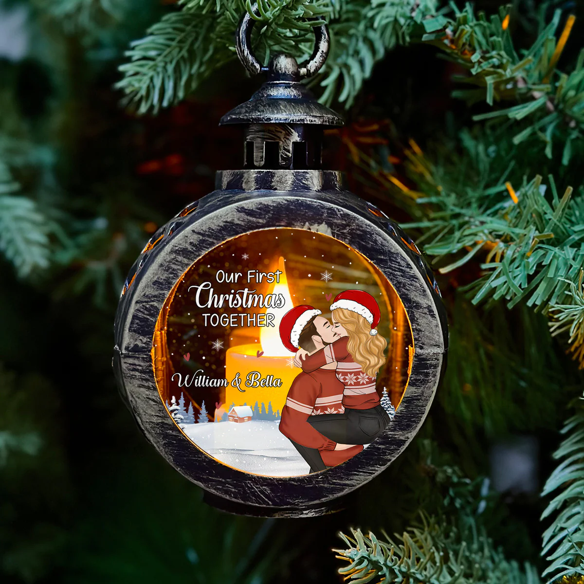 First Year Together -  Personalized Custom Christmas Lantern - Image 4