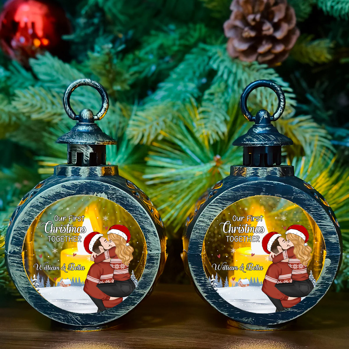 First Year Together -  Personalized Custom Christmas Lantern - Image 5