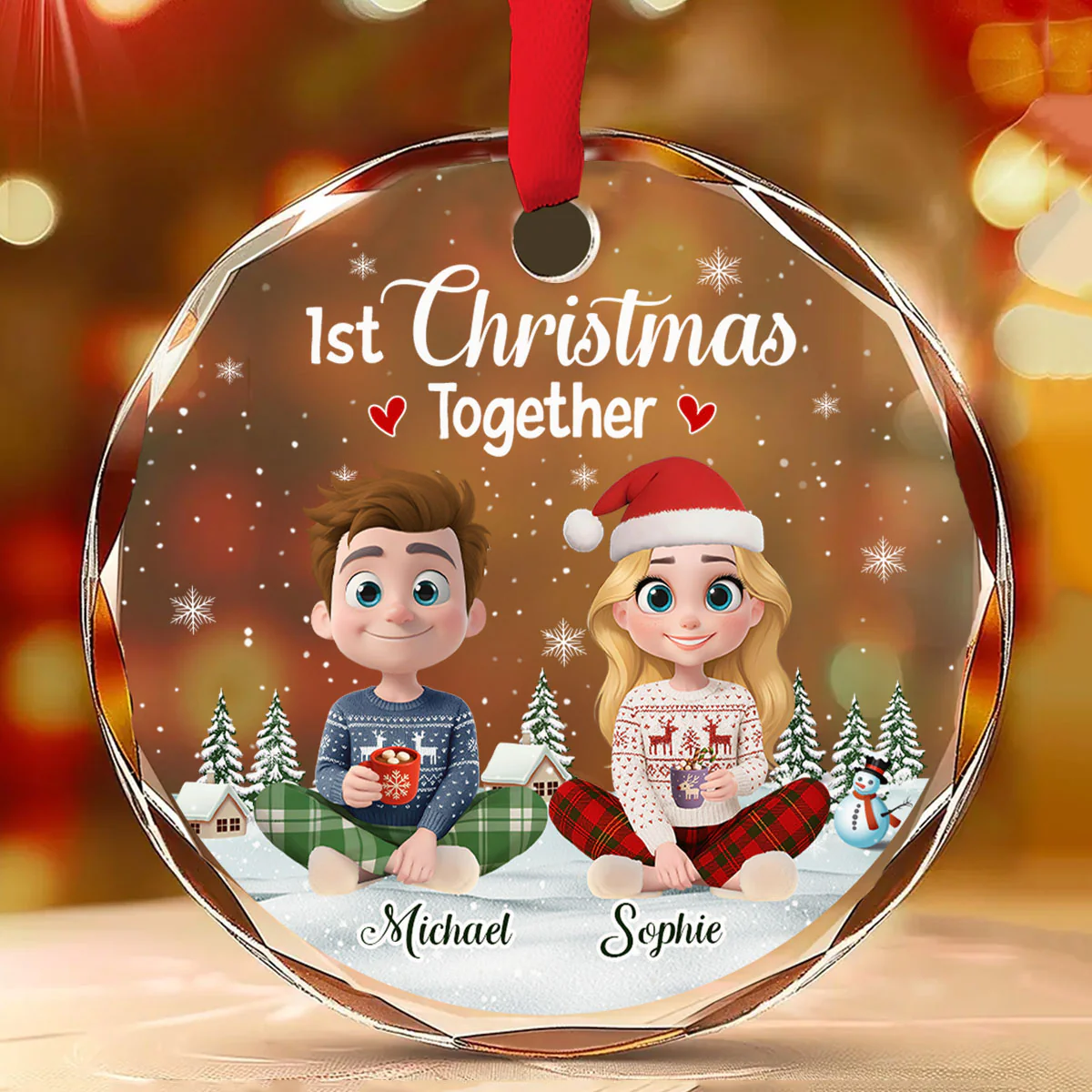 First Year Together - Personalized Custom Glass Ornament - Image 2