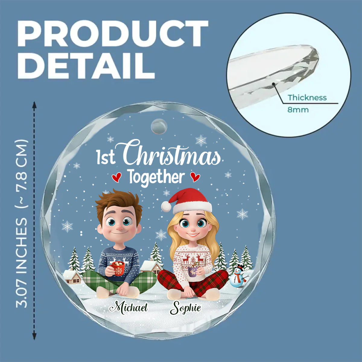 First Year Together - Personalized Custom Glass Ornament - Image 6