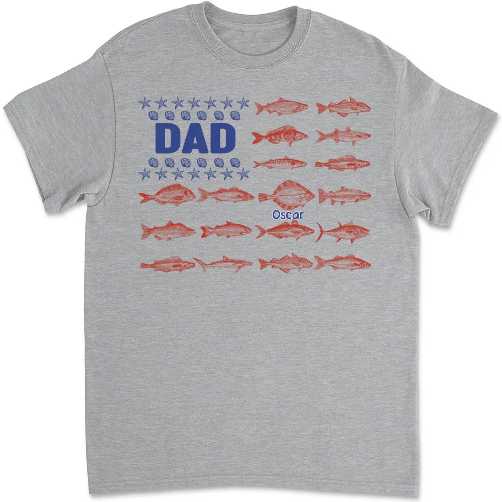 Fish and Sea Shells Papa - Personalized Custom Shirt - Image 9