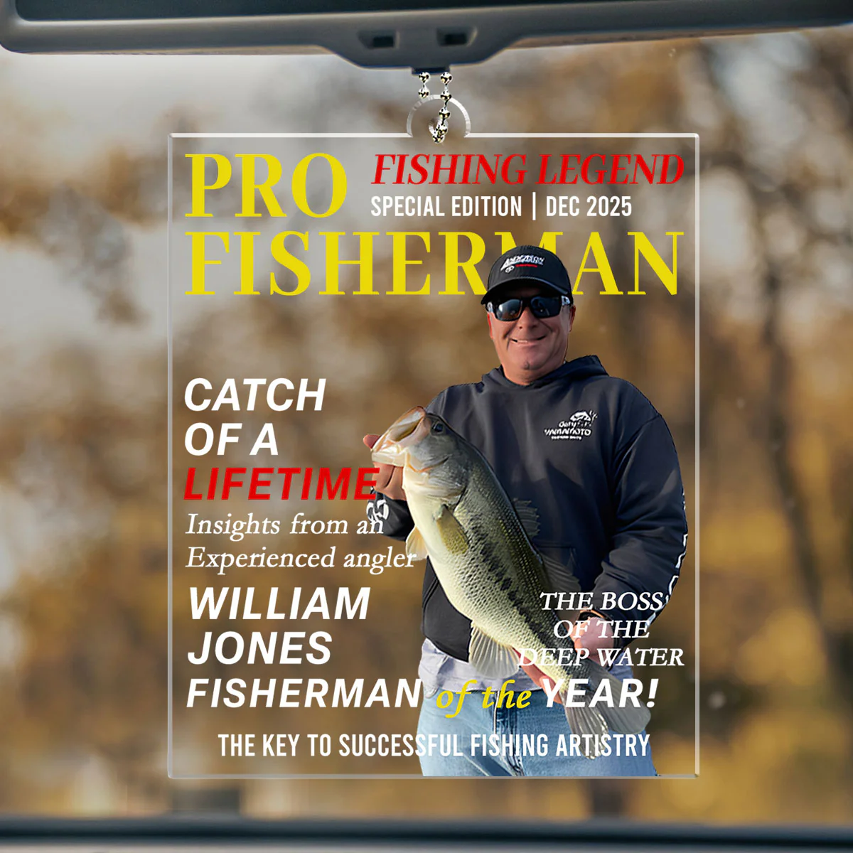 Fisherman Of The Year - Personalized Custom Car Ornament - Image 2