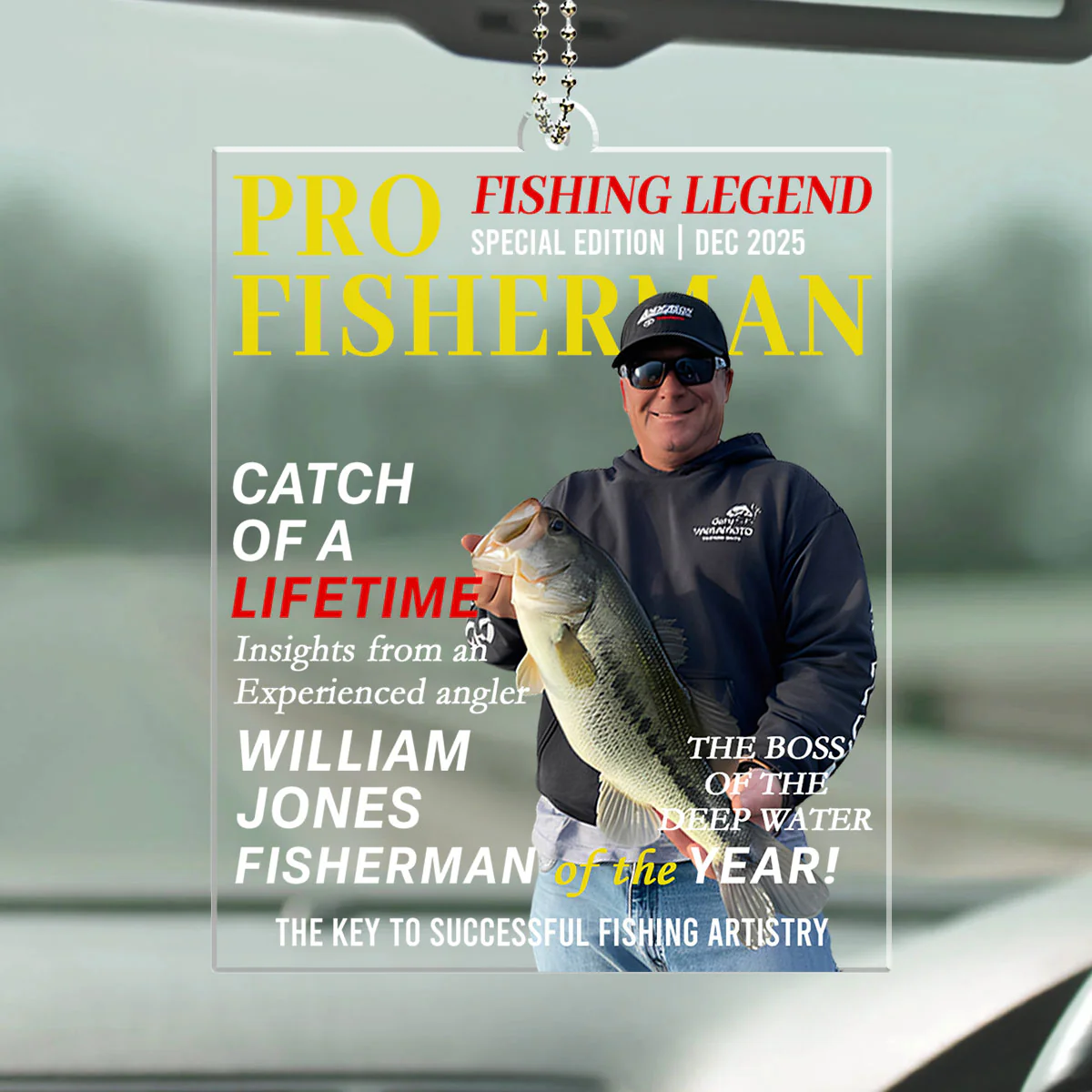 Fisherman Of The Year - Personalized Custom Car Ornament - Image 3
