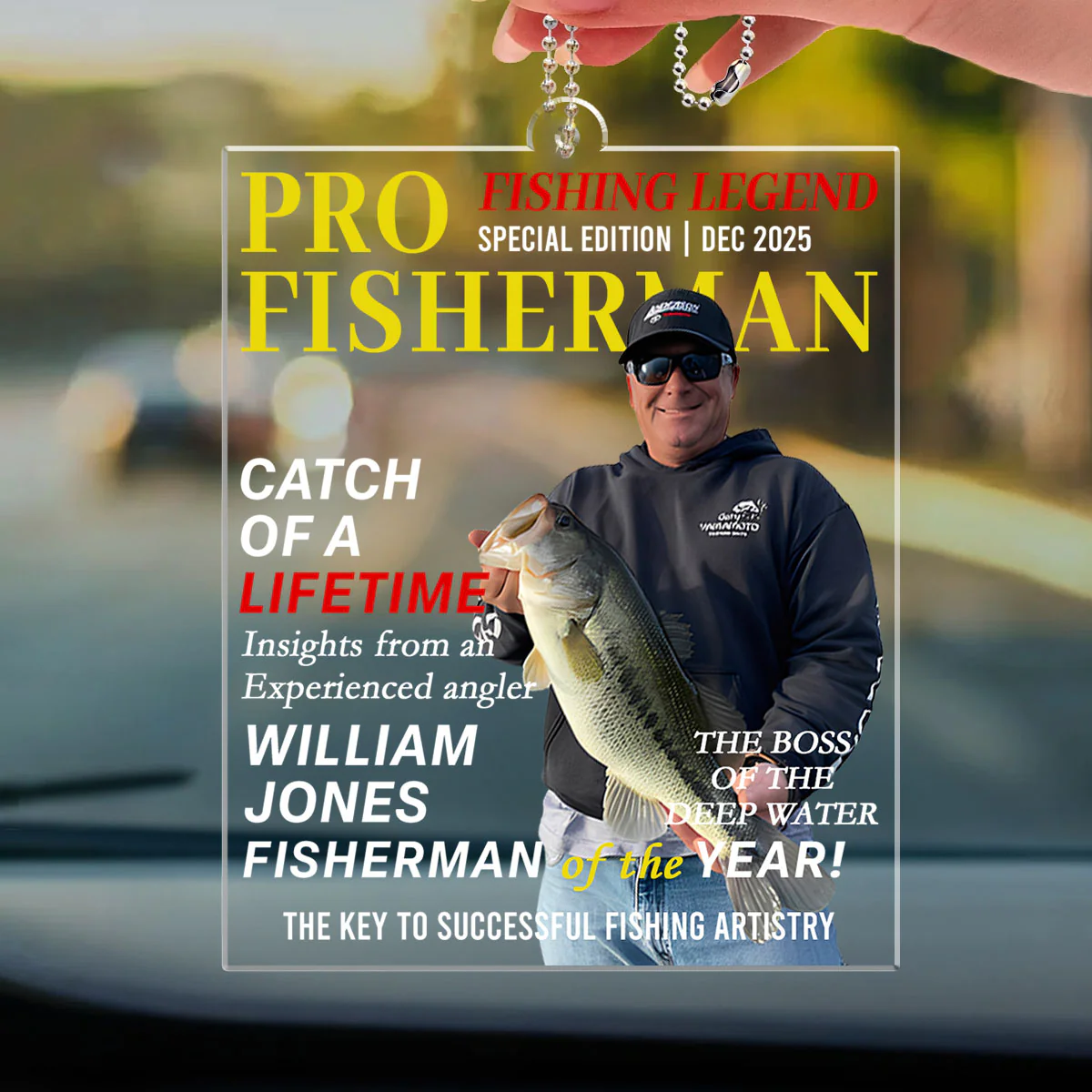 Fisherman Of The Year - Personalized Custom Car Ornament - Image 4