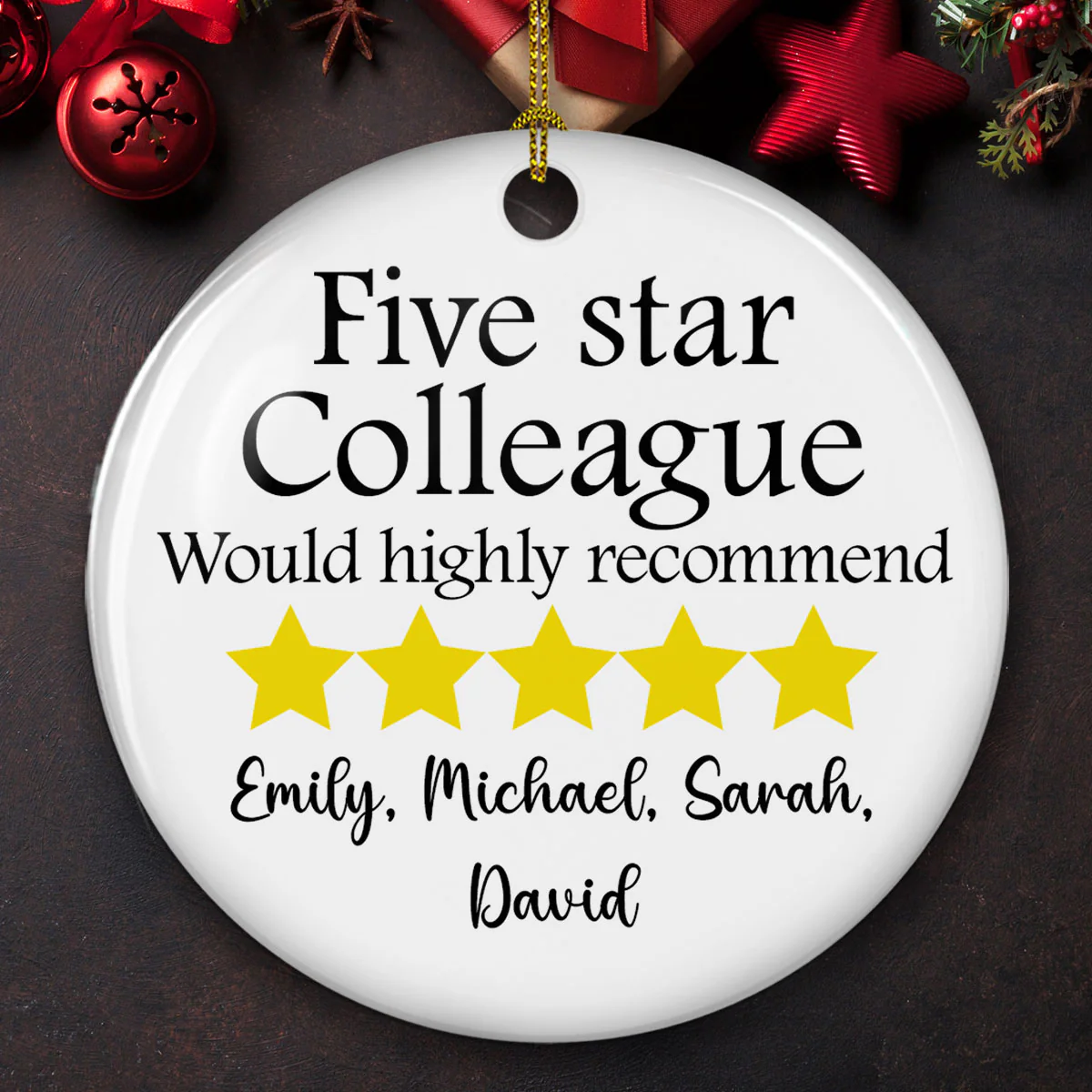 Five Star Colleague - Personalized Custom Ceramic Ornament - Image 2