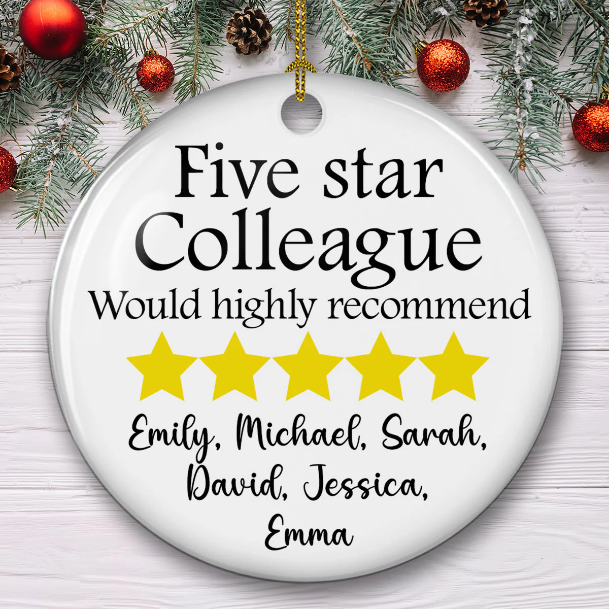 Five Star Colleague - Personalized Custom Ceramic Ornament - Image 3