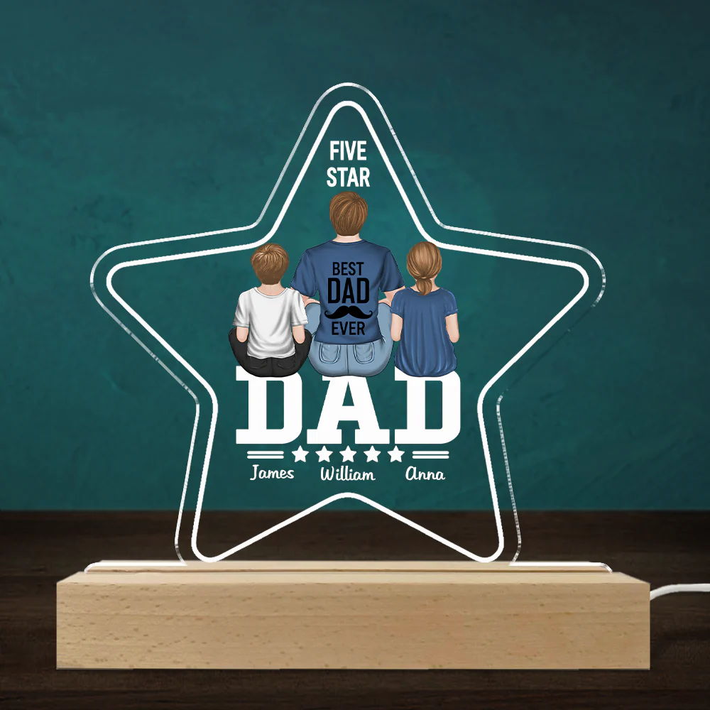 Five Star Dad - Personalized Custom LED Light - Image 2