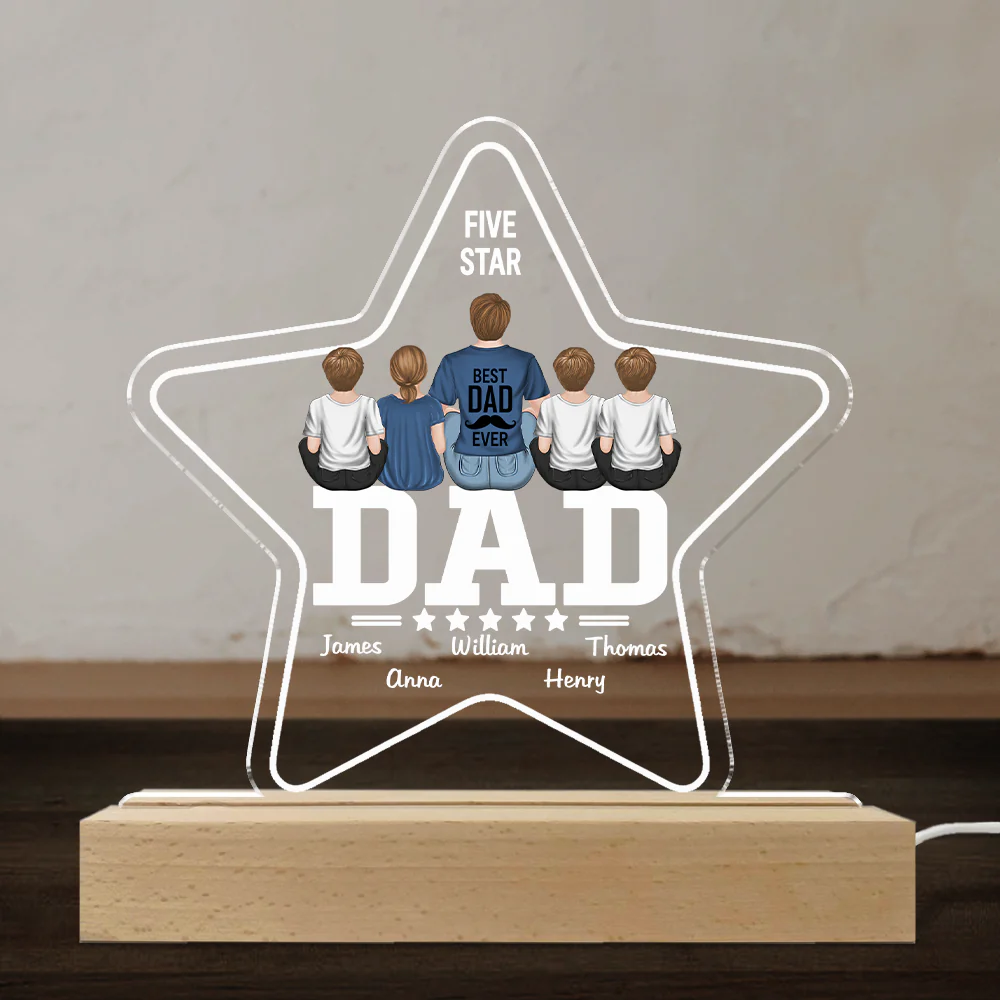 Five Star Dad - Personalized Custom LED Light - Image 4
