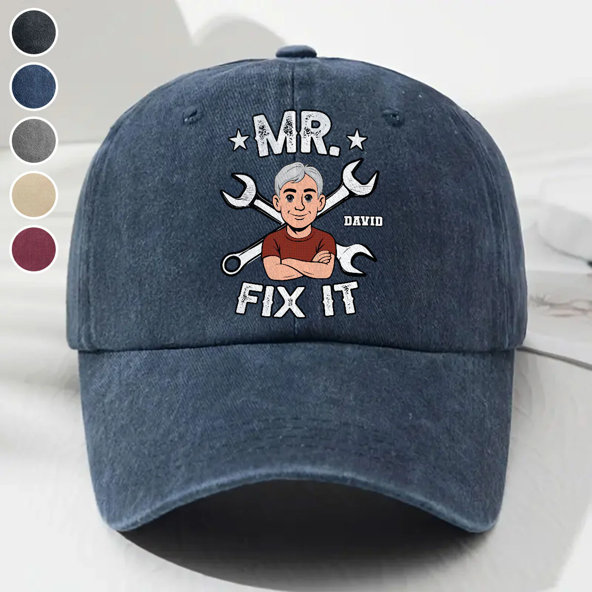 Fix It - Personalized Custom Vintage Washed Denim Cap