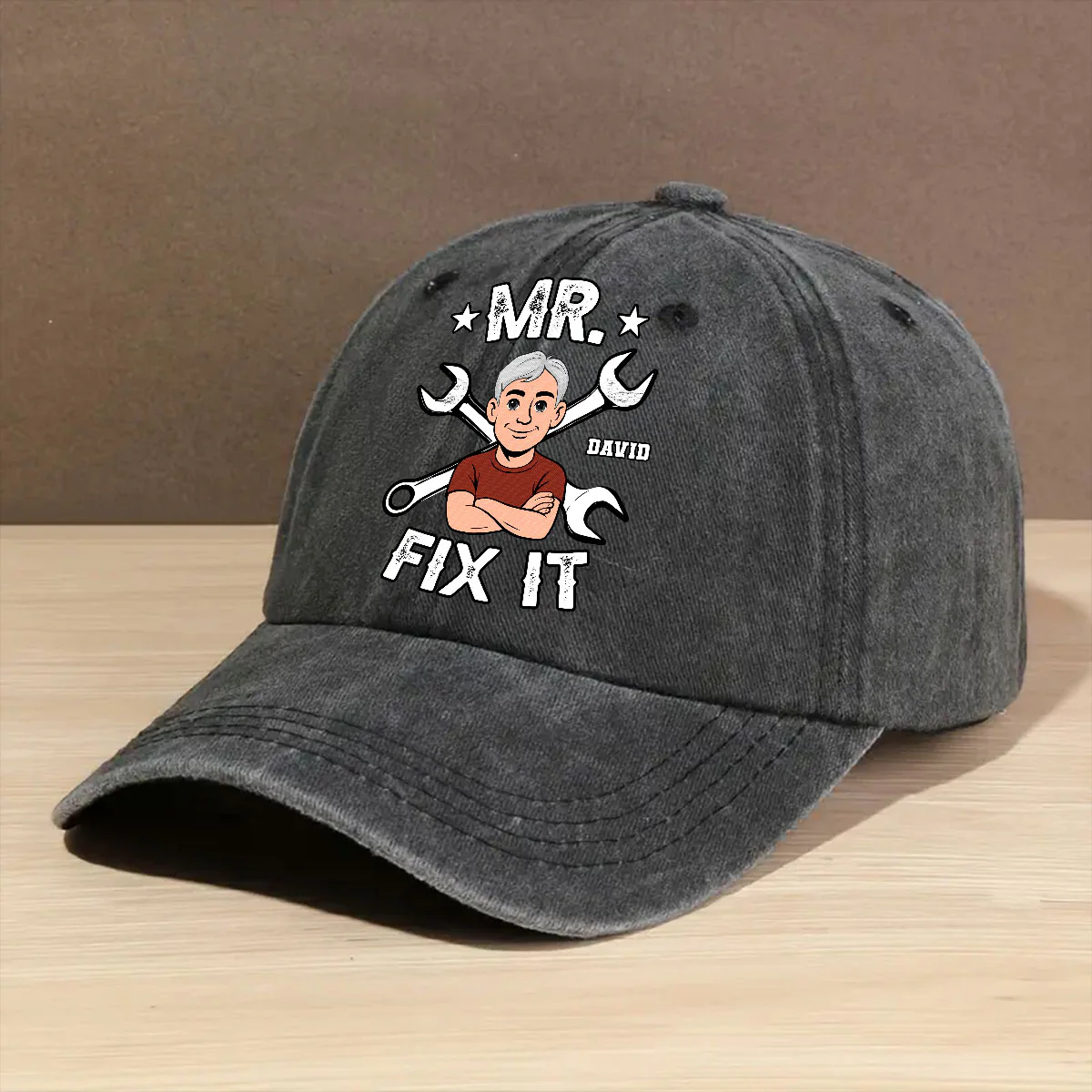 Fix It - Personalized Custom Vintage Washed Denim Cap - Image 3