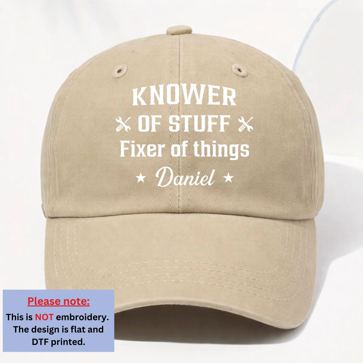Fixer And Knower - Personalized Custom Vintage Washed Denim Cap - Image 11