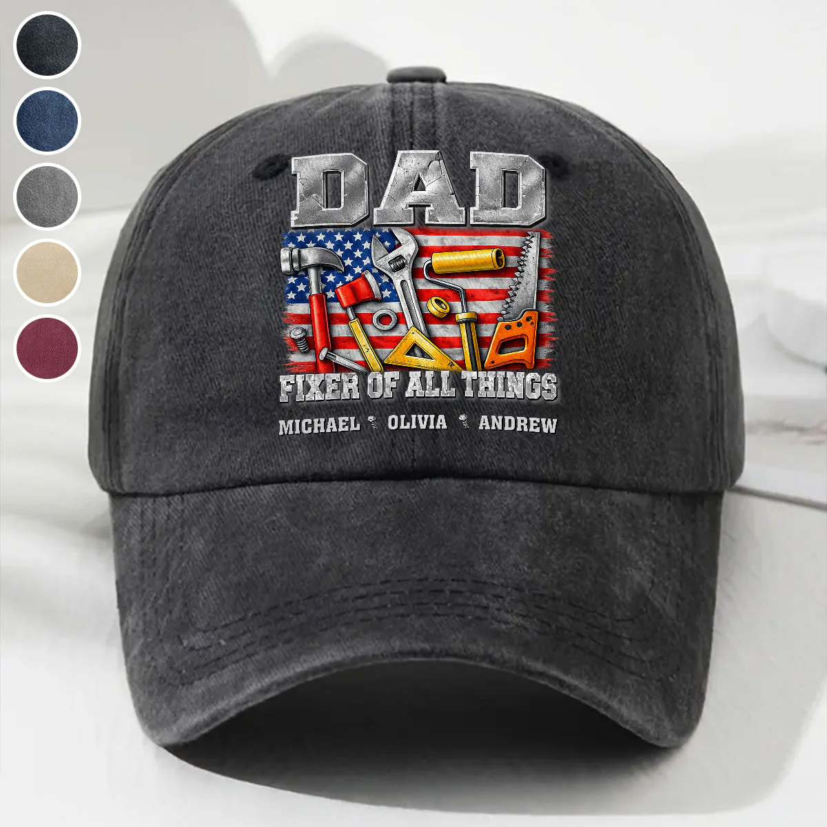 Fixer Of All - Personalized Custom Vintage Washed Denim Cap