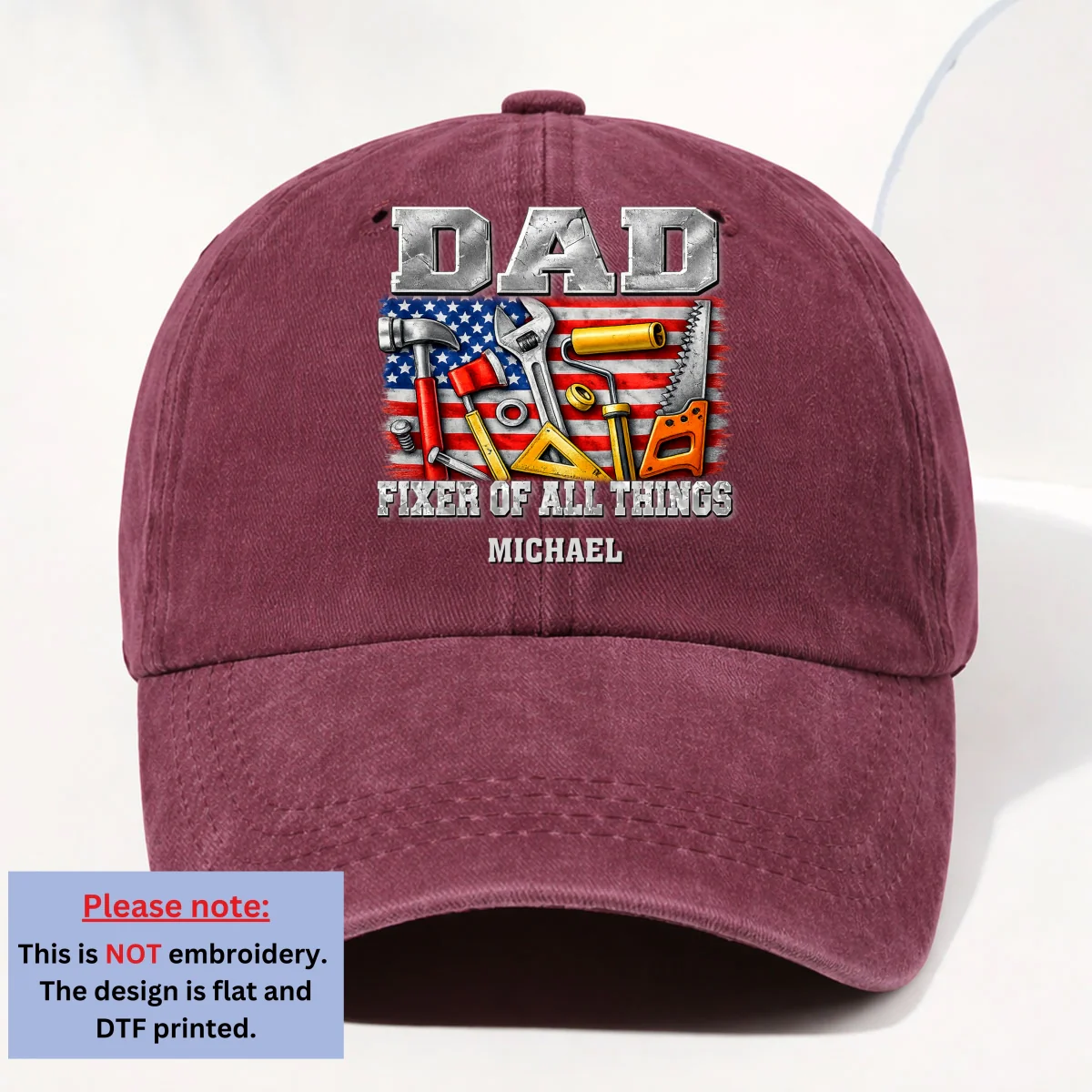 Fixer Of All - Personalized Custom Vintage Washed Denim Cap - Image 10